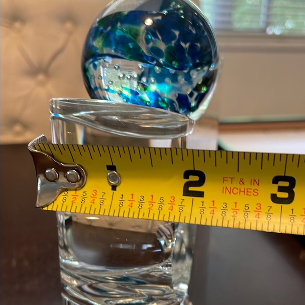 Elegant Glass Art Sculpture with Blue Accents - Picture 7 of 7